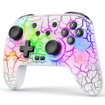 ZRZLMVP Switch Controllers Wireless for Nintendo Switch/OLED/Lite/Switch 2 | 1000mAh Switch Pro Controller Rechargeable, Switch Control with Turbo, Vibration, 6 Axis Gyro, Wake Up, 9 Colors LED Light - color: White