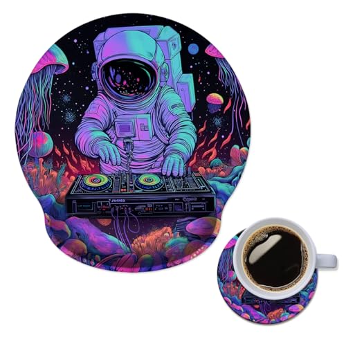 Mouse Pad with Wrist Support, Ergonomic Mouse Pad with Memory Foam Wrist Rest Cushion, Non-Slip Rubber Base Gaming Mice Pad for Home Office Computer Laptop,Cyberpunk Space - color: Cyberpunk Space