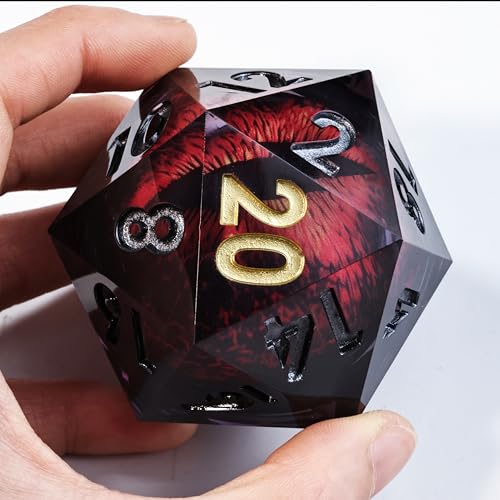 Mini Planet 50mm Chonk D20 Liquid Core Polyhedral Sharp Edge Handmade Resin Dragon Eyeball Dice - color: Dragon Eye Dice 3