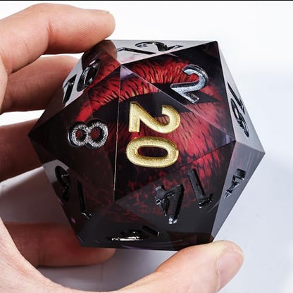 Mini Planet 50mm Chonk D20 Liquid Core Polyhedral Sharp Edge Handmade Resin Dragon Eyeball Dice - color: Dragon Eye Dice 3