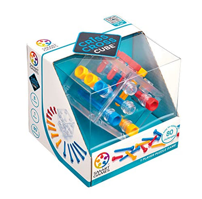 SmartGames Criss Cross Cube 3D Logic Puzzle Game with 80 Challenges Brain Teaser for Ages 8+