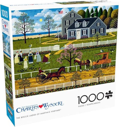 Buffalo Games Charles Wysocki, Boccie Ladies, 1000 Piece Puzzle for Adults | Jigsaw Puzzle with Full-Size Reference Poster, Precision-Cut Pieces, Snap Fit, Minimal Puzzle Dust, Made in USA