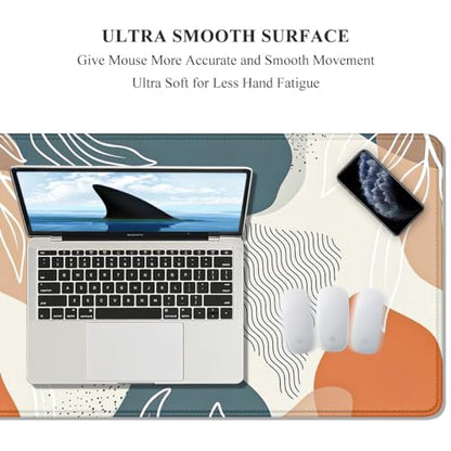 Auhoahsil Large Mouse Pad, XXL Desk Pad, Extened Mousepad 31.5" x 11.8", Non-Slip Rubber Base, Stitched Edges, Superior Surface, Gaming Keyboard Mat, Waterproof Desk Pad, Desert Leaves - color: 09 Boho Abstract Leaves, size: XL - 11.8 x 31.5 Inches