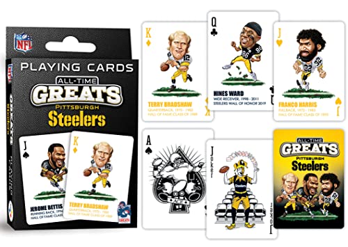 MasterPieces Family Games - Pittsburgh Steelers All-Time Greats Playing Cards - Officially Licensed Playing Card Deck for Adults, Kids, and Family - style: Pittsburgh Steelers