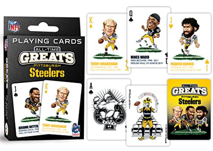 MasterPieces Family Games - Pittsburgh Steelers All-Time Greats Playing Cards - Officially Licensed Playing Card Deck for Adults, Kids, and Family - style: Pittsburgh Steelers