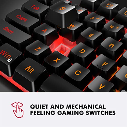 NPET K10V3 Wired Gaming Keyboard and Mouse Pad, RGB 10 Zone Backlit, Spill-Resistant Design, Quiet Silent USB Membrane Keyboard and Wrist Support for Desktop, Computer, PC