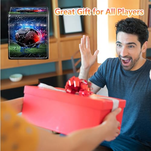 Card Deck Box, Card Storage Box Fits 100+ Single Sleeved Cards, Large Capacity PU Leather Card Storage Box with Strong Magnet for Magic Commander TCG CCG, Asian Red Black Ball - color: Asian Red Black Ball