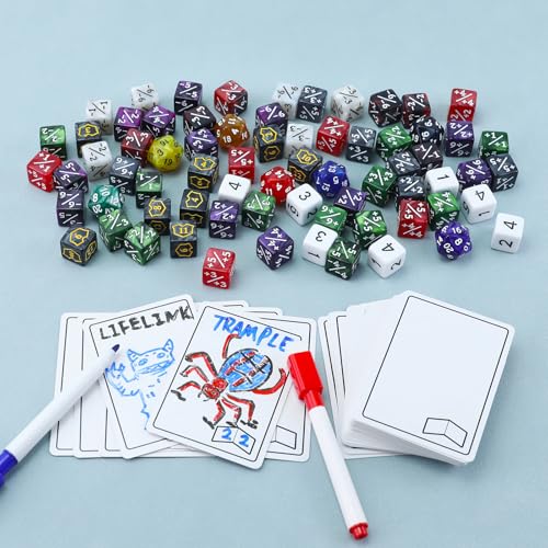 187 Pieces MTG Dice Counter & Token Set for Magic The Gatering, Plus 1 Life Counter MTG Dry Erase Tokens, Ability Keyword Counters Tokens Dice for TCG CCG Card Games Accessories