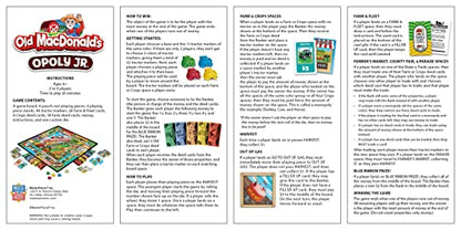 MasterPieces 어린이 및 가족 보드 게임 - 올드 맥도날드 농장 Opoly Jr. - 어린이 및 가족을 위한 공식 라이선스 보드 게임 - style: 올드 맥도날드 농장