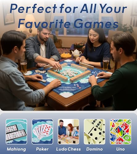 Mahjong Mat for Table, American Mahjong Mat(Blue) | 31.5" x 31.5",Anti-Slip, Noise-Reducing Gaming Mat for Mahjong/Poker/Board Games/Card Games/Dominoes - color: Blue