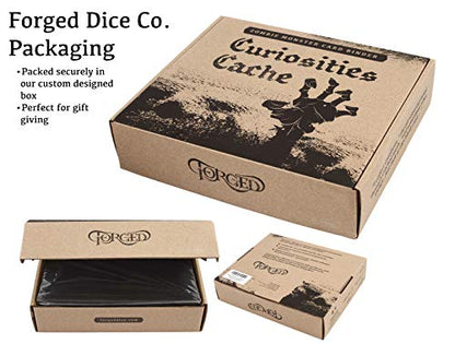 Forged Dice Co. Curiosities Cache Monster Card & Spellcard Organizer Binder with Pages - Dark Brown, 9.5x8x2 inches