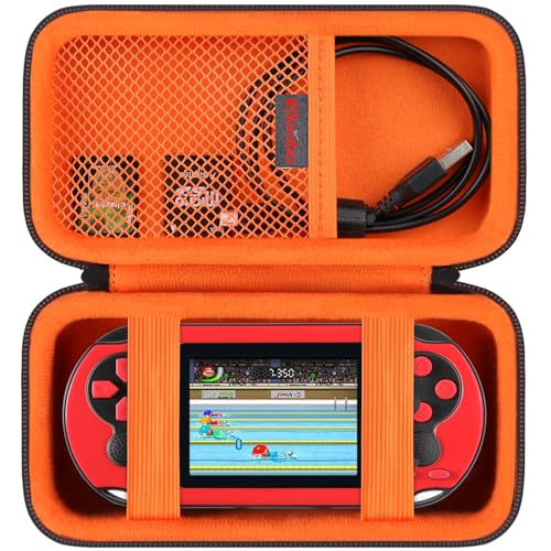 Elonbo Carrying Case for TaddToy/WELLST·G/Beijue/FAMILY POCKET/CCTU/X- JOYKIDS/GREENCREEK/Beico/KAVOYI/GuaiyeyeAP/TEBIYOU Handheld Game Console, Portable Electronic Gaming Player Bag, Black+ - color: Black+Inside Orange