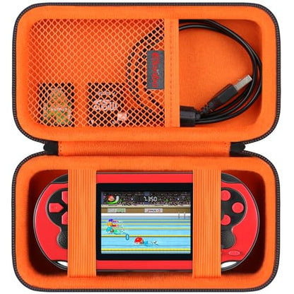 Elonbo Carrying Case for TaddToy/WELLST·G/Beijue/FAMILY POCKET/CCTU/X- JOYKIDS/GREENCREEK/Beico/KAVOYI/GuaiyeyeAP/TEBIYOU Handheld Game Console, Portable Electronic Gaming Player Bag, Black+ - color: Black+Inside Orange