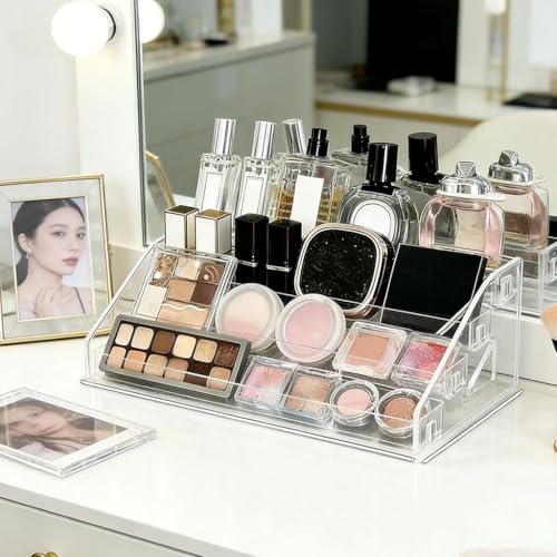 12 Inchs Acrylic Tiered Display Stand 4 tier Acrylic Riser Display Shelf Stands for Cosmetic Nail Polish Makeup Cookies Perfume