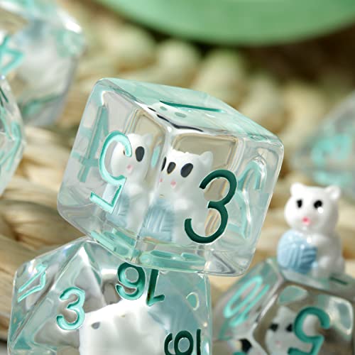 Cat Dice Dice DND, DNDND 7PCS Resin D&D Dice with Velvet Bag for Dungeons and Dragons Role Playing Games and Tabletop Games（Cat - color: Cat