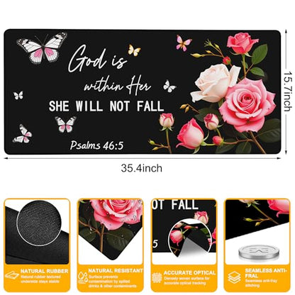 Large Gaming Mouse Pad God is Within Her Extended Computer Keyboard Mousepad with Non-Slip Rubber Base Stitched Edge Waterproof Big Long Laptop Pad for Gamer Office Home 35.4"X 15.7" - color: Mysterious Gate to the Universe