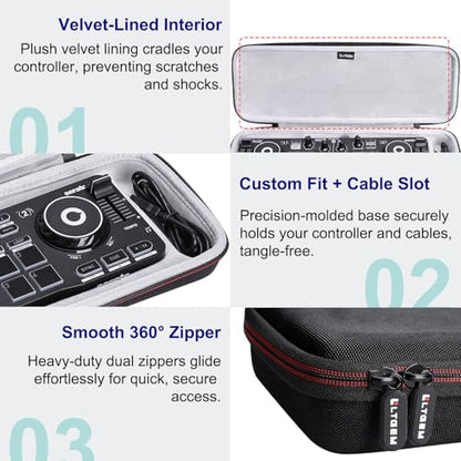 LTGEM DJ Controller Case for Hercules Compact DJ DJControl Starlight - Hard Storage Travel Protective Carrying Bag - size: Hercules DJControl Starlight