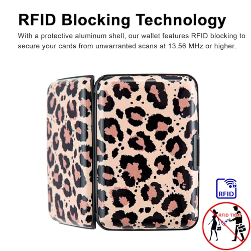 Credit Card Holder, Metal Card Wallet RFID Blocking Mini Slim Aluminum Business Hard Card Case for Women Men (Leopard Skin Print) - color: Leopard Skin Print