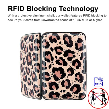 Credit Card Holder, Metal Card Wallet RFID Blocking Mini Slim Aluminum Business Hard Card Case for Women Men (Leopard Skin Print) - color: Leopard Skin Print