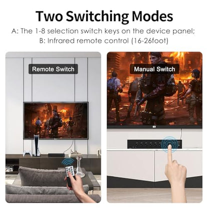 8-Input to 1-HDMI-Output Converter (Consisting of 4 AV Inputs and 4 HDMI Inputs) Switchbetween Quick Different Sources(8 in-1 Out) - style: 4HDMI+4AV to HDMI Converter