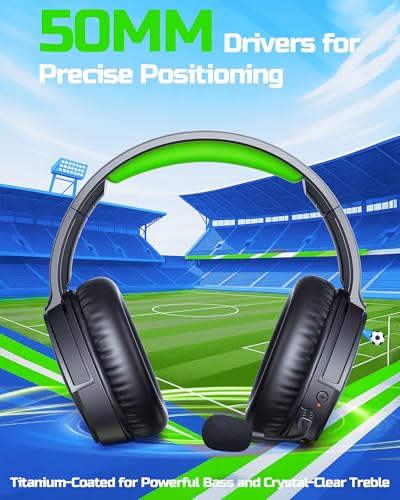 BINNUNE Wireless Gaming Headset — 2.4GHz Low-Latency USB Dongle + Bluetooth, 50mm Drivers 7.1 Surround, Noise-Cancelling Mic, 40H Battery — Over Ear Wireless Headphones for PS5, PC, Laptop, Green - color: Green, style: For PS5