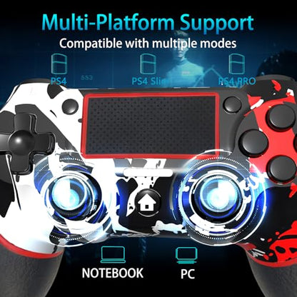 SZYUYU Wireless Controller for Ps4 Romote Compatible with Ps4/Slim/Pro/Windows PC, Controller for Ps4 with 3.5mm Audio Jack, Touch Pad,Six Axis Motion Control, Charging Cable (FLAME WHITE) - color: FLAME WHITE