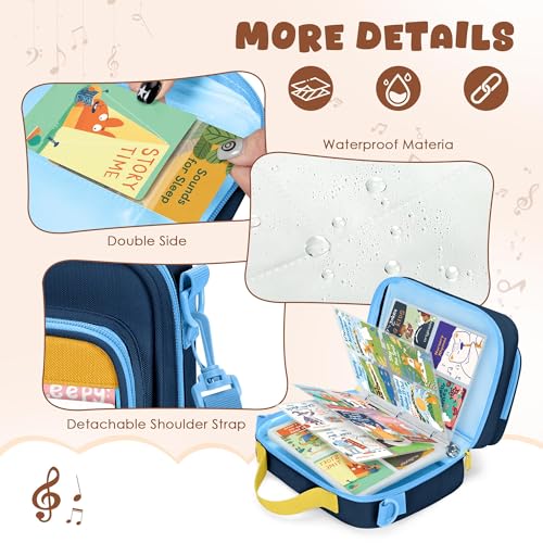 LoDrid Card Binder 4 Pocket with 50 Removable Sleeves Holds 409 Cards, Blue | Compatible with Yoto Cards, Card Case with Handle and Shoulder Strap for Travel, Bag Only, Patent Design - color: Blue