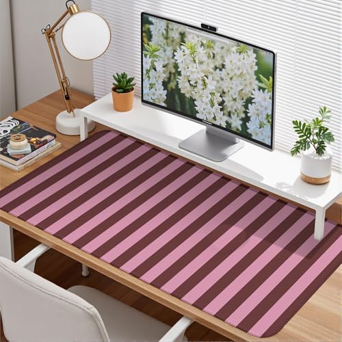Pink and Burgundy Striped Desk Mat Cute Pastel XXL Large Gaming Mouse Pad Desk Pad Kawaii Cozy Aesthetic Keyboard Laptop Computer Mat - color: A7- Pink Burgundy