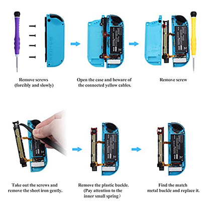 [New Version]Replacement Latches Compatible with Switch/ Switch OLED JoyCon, Lock Buckles Repair Tool Kit Compatible with Switch JoyCons with Screwdrivers and Tweezer