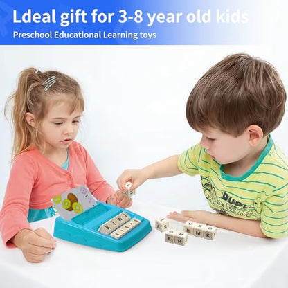 Toys for 3-8 Year Olds Boys Girls, Matching Letter Game Educational Games for Kids Ages 3-8 Birthday Gifts for 3-8 Year Olds Boys Girls Preschool Kindergarten Educational Spelling Toys Light Blue - color: Light Blue
