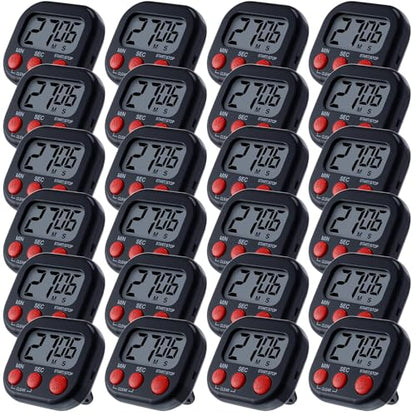 Leumoi 24 Pack Multi-Function Digital Timers with Magnetic Back, Large LCD Display, Loud Alarm, Count up & Countdown, Memory Function for Cooking, Classroom, Study, Exercise & Work(Black and Red) - color: Black and Red