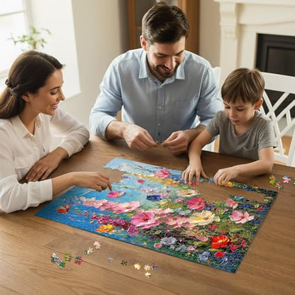Wildflower Meadow Puzzles for Adults 1000 Pieces,Impossible Hard Difficult Challenging Jigsaw Puzzles for Adults 1000 Pieces,Puzzle with Letters on Back,Recycled Paper Jigsaw Puzzle(27.6"x19.7") - color: Wildflower Meadow