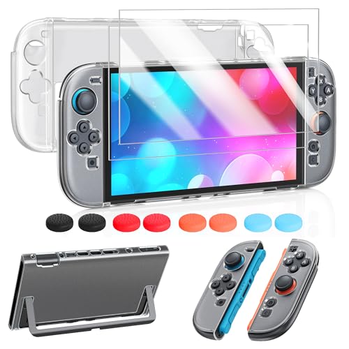 FYOUNG Protective Case for Nintendo Switch 2 2025, Slim Hard Shell | Switch 2 Case Accessories, Scratch&Shock Protection Cover with Screen Protector, 8 Thumb Grip(Matte White, Switch 2 7.9inch) - color: Matte White