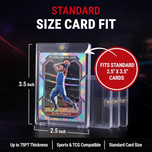 Ultra Pro ONE-TOUCH 75PT Magnetic Card Holder – Hard Plastic Trading Card Holder with UV Blocking – Clear Display for Standard Size 2.5" x 3.5" – Diamond Corners & Frosted Borders – 5 Pack