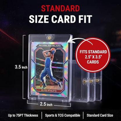 Ultra Pro ONE-TOUCH 75PT Magnetic Card Holder – Hard Plastic Trading Card Holder with UV Blocking – Clear Display for Standard Size 2.5" x 3.5" – Diamond Corners & Frosted Borders – 5 Pack