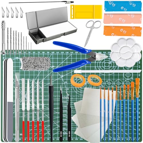 69Pcs Basic Model Tools Craft Set with Hobby Clippers Model Tweezers, Modeler Building Kit for Gundam Model Assembling, Building and Repairing