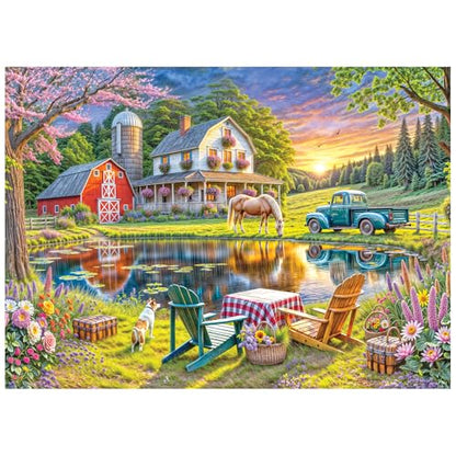 RoseArt Soft Touch Backyard Country Farm Scene 1000 Piece Jigsaw Puzzle for Adults - style: Backyard