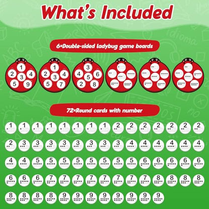 Kasfalci Number Games for Kids Toddlers,Ten Frame Set,Math Games,Math Manipulative,Addition & Subtraction Flash Cards,Ladybug Counting Toys,Matching Board Games,Preschool Classroom Must Haves