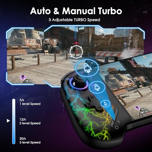 ewnol Switch Controllers for Nintendo Switch/OLED, One-Piece Joypad for Handheld Mode, Switch Pro Controller with Hall Effect Joystick, Sensitive Buttons, Turbo, Macro, RGB Light - Lighting - color: Black Lighting