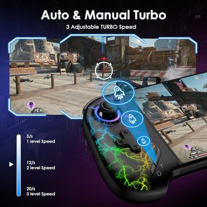 ewnol Switch Controllers for Nintendo Switch/OLED, One-Piece Joypad for Handheld Mode, Switch Pro Controller with Hall Effect Joystick, Sensitive Buttons, Turbo, Macro, RGB Light - Lighting - color: Black Lighting