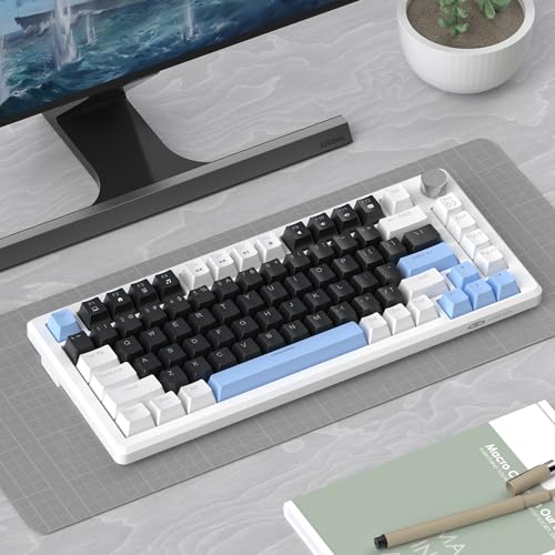 MageGee 75% Mechanical Gaming Keyboard, Compact Blue Backlit Wired Gaming Keyboards with Black Switches, EVA Foam, Knob Control, STAR75 Portable NKRO PC Gaming Keyboard - Black & Blue - color: Black & Blue - Black Switch