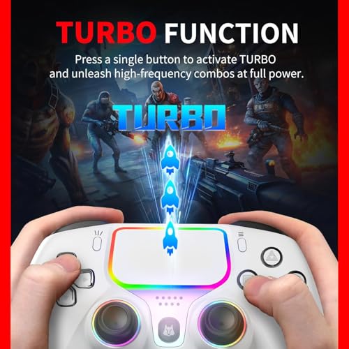 NBCP Wired Controller 2 Pack for PS5 & PC–Hall Effect Triggers | 6-Axis Gyro,Turbo Function,Dual Vibration,Wired Gamepad for PlayStation 5,Windows PC,Steam (White,2 Pack) - color: White-2 Pack