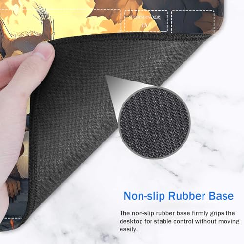 for MTG/TCG Playmat with Zones, 24 x 14 inches Trading Card Playmat with A Storage Bag and 6 Dice, Non-Lip Rubber Bottom Game Desk Mat, Squirrel with Knife - color: Yux-playmats-2-3A-258