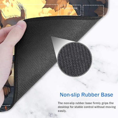 for MTG/TCG Playmat with Zones, 24 x 14 inches Trading Card Playmat with A Storage Bag and 6 Dice, Non-Lip Rubber Bottom Game Desk Mat, Squirrel with Knife - color: Yux-playmats-2-3A-258
