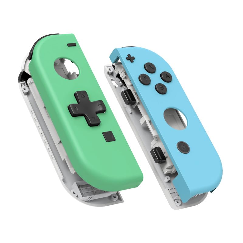 eXtremeRate Mint Green & Heaven Blue DIY Housing (D-Pad Version) with Full Buttons for Joycon Handheld Controller, Replacement Shell for Nintendo Switch & Switch OLED [Only The Shell, NOT The Joycon] - color: Mint Green & Heaven Blue