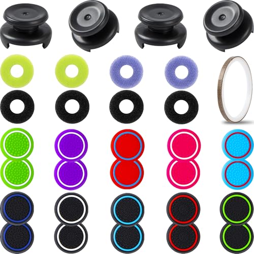 Controller Accessories for PS5 Thumb Grips Joystick caps w/high thumbstick Extender, Joystick Replacement Covers, Analog Stick Precision Rings, aim Boost kit Stuff attachments for PS4 Black Colorful - color: Black & Colorful(33 Pcs)