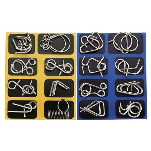 Metal Brain Teaser Puzzles, Set of 32 with Pouch, Steel IQ Games Physics Mind Metal Puzzles for Adults, Basket Stocking Stuffers for Boys Girls Adults Challenge Gifts