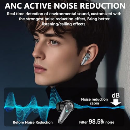 KASOTT 2.4GHZ Wireless Gaming Earbuds,30MS Low-Latency,Bluetooth 5.4,with ANC Active Noise Cancelling,USB-C Dongle Included-Compatible with Meta Quest 3/2,Steam Deck,PS5/4,VR,PC,Switch (Black)