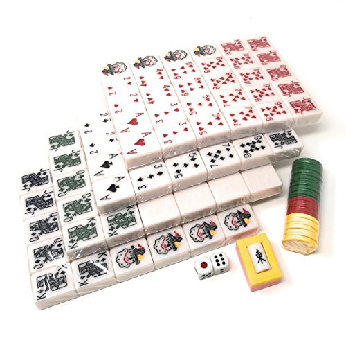 Mahjong Tiles Poker Rummy Game Set 120 White Poker Tiles