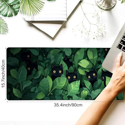 Desk Pad, Cute Anime Cats in Green Leaves XXL Gaming Mouse Pad with Stitched Edges,Non-Slip Waterproof Rubber Base Large Desk Mat for Keyboard and Mouse 35.4"x15.7" - color: Colour13, size: 35.4" x 15.7"